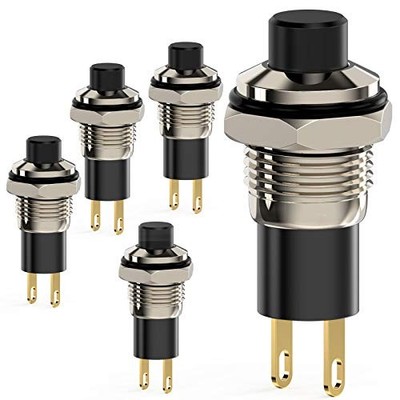 Push Button Switch, Self-Locking Mini Switches Latching 10mm Round DC24V black