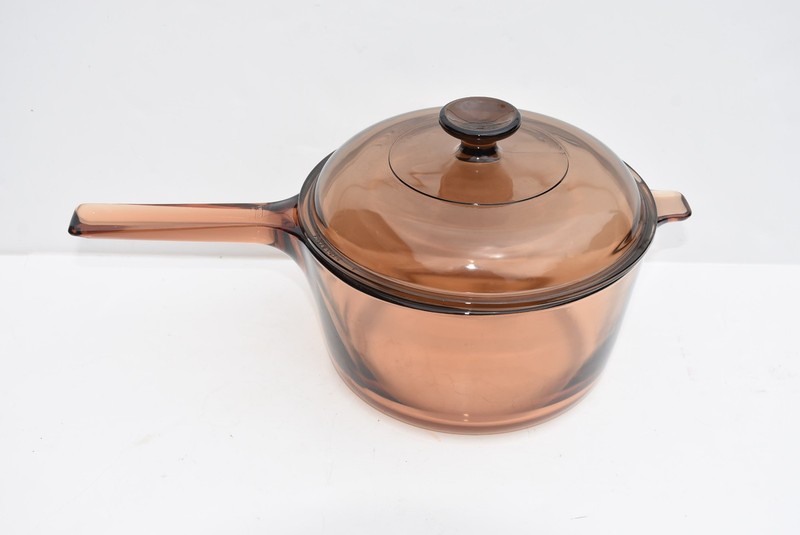 Visions 2.5 L Saucepan w/ Lid Amber Glass USA