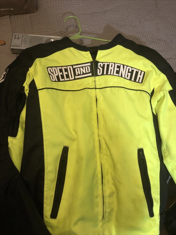 Speed And Strength Jacket Men L Yellow Armored Padded Motorcycle Bike Street - Image 3 of 4