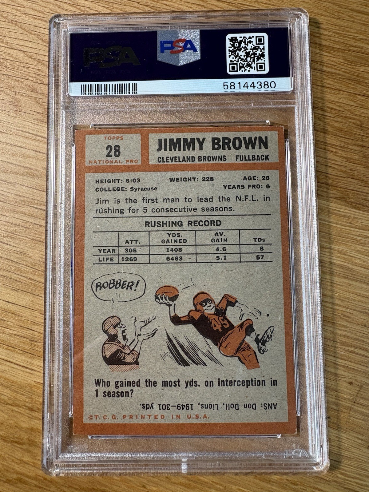 1962 Topps #28 Jimmy Jim Brown PSA 4 VG-EX Browns HOF | Eye Appeal, Great Color view 2