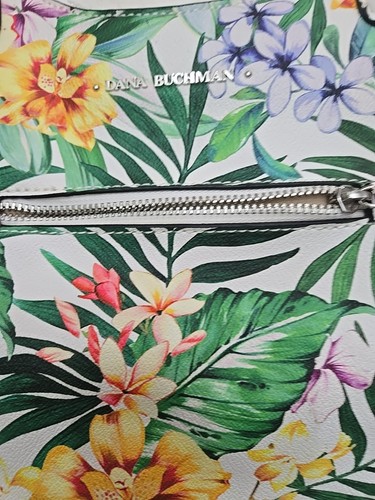Dana Buchman Purse Faux Leather Shoulder Handbag Tropical Floral Ava White Multi - Picture 3 of 15