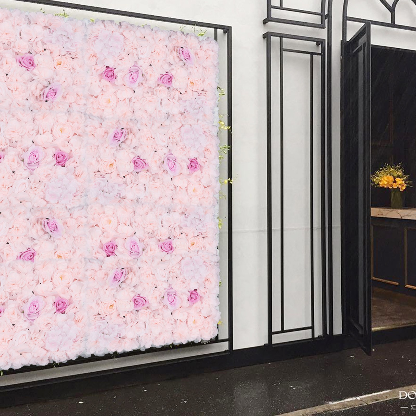 Rose Silk Flower Wall Panels 40 × 60 cm 4-Pack Pink Champagne Backdrop