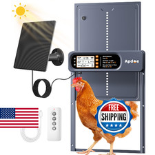 Solar Automatic Chicken Coop Door w/ Timer, Light Sensor, Remote, Anti-Pinch, Wa