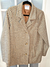 Old Navy Women's Houndstooth Wool Blend Coat Black Brown and Tan Button up Sz S