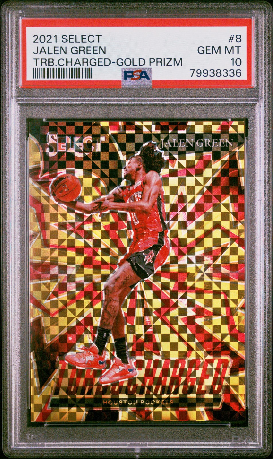 2021 PANINI SELECT TURBO CHARGED GOLD PRIZM #8 JALEN GREEN 8/10 PSA 10