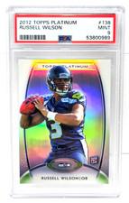 2012 Topps Platinum RUSSELL WILSON RC Rookie Football Card PSA 9 MINT. rookie card picture