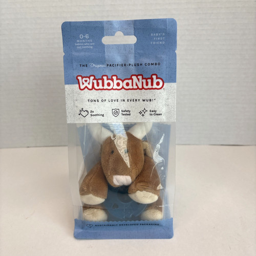 WubbaNub Pacifier Plush Combo Longhorn Bull Cow Brown 0-6 Months Silicone