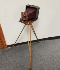 Antique Long Focus Poco No.18 American Camera Mfg Co 5x7 Folding Camera  Tripod