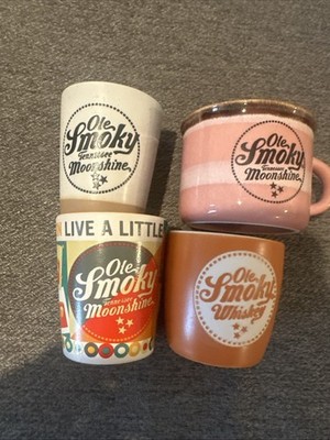Lot Of 4 Ole Smoky Tennessee Whiskey Marbled Shot Glass Mountains Moonshine