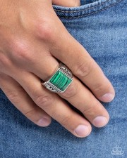 Free-Spirited Finesse Green Mens Stretch Ring