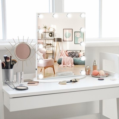 Hollywood Kosmetik LED Spiegel dimmbar beleuchtet Leuchten weiß 42cm x 14cm