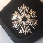 Vintage Crown Trifari Starburst Brooch Pin MCM Silver Tone Statement Jewelry
