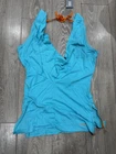 zumba unusual scoop neck & back vest style top fitness dance turquoise blue
