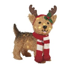 20" LED Lighted Fluffy Yorkshire Terrier Christmas Statue Xmas Holiday Decor