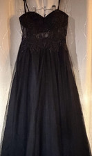 Blondie Nites by Stacy Sklar Black Mesh Embroidered Prom Dress Size 5
