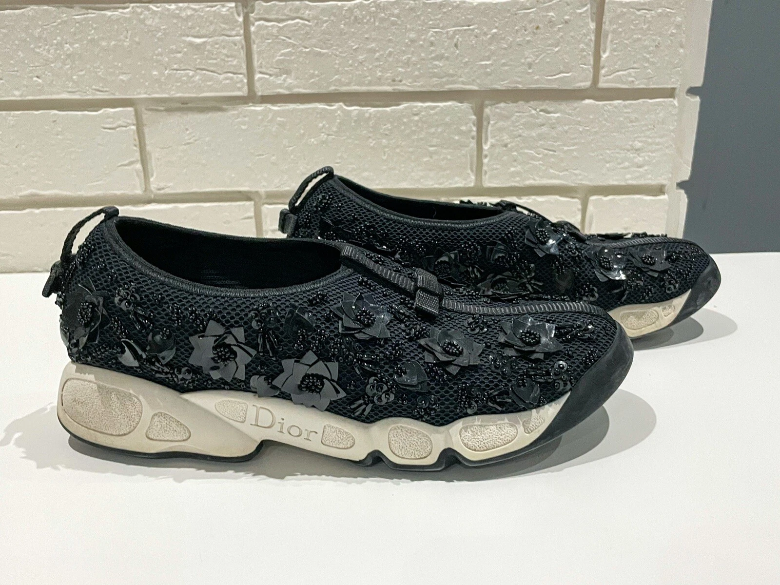 Baskets Dior Fusion authentiques cristaux brodées noir