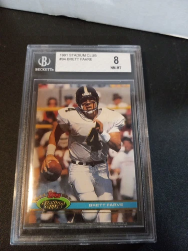 1991 Topps Stadium Club - #94 Brett Favre (RC) - PSA 8 NM-Mint