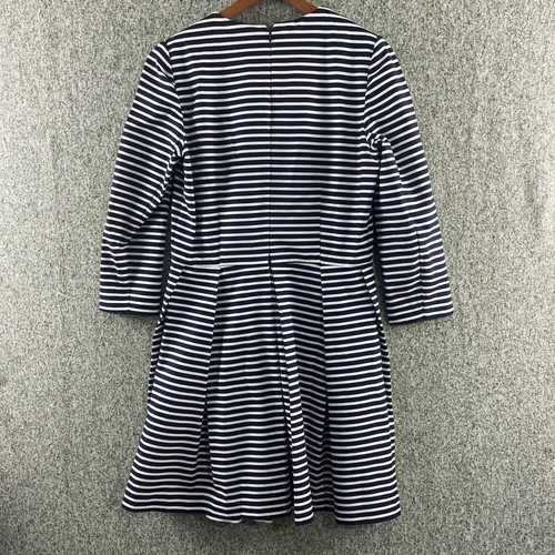 Gap Dress Womens 10 Tall Blue Navy Striped Fit Flared Long Sleeve Short Stretch - Picture 7 of 9