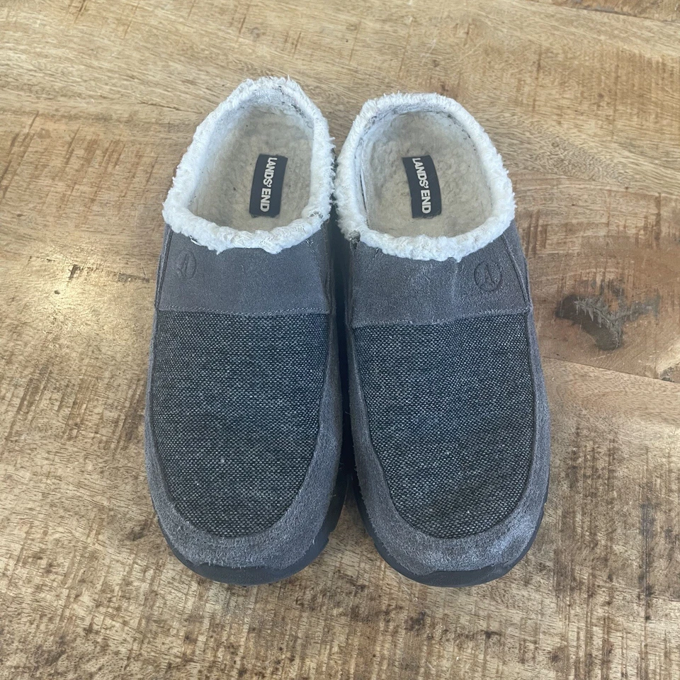 Land’s End Mujer 6 Gamuza Cuero Mocasín Zapatillas Forradas Gris Suelas de Goma Foto 3 de 4