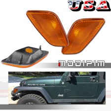 Amber Front Side Marker Signal Light Housings Set For Jeep Wrangler TJ 1997-2006