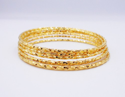 Set 6 Bracelets Bangle 18K 23K 24K Thai Baht Yellow Gold Plated Gift For Girl - 第 4/4 張圖片