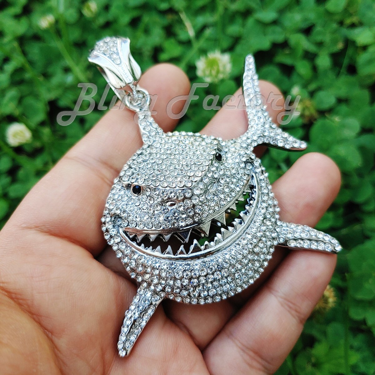 Iced 6ix9ine Rapper's Large Shark Bling Lab Diamond Hip Hop Style