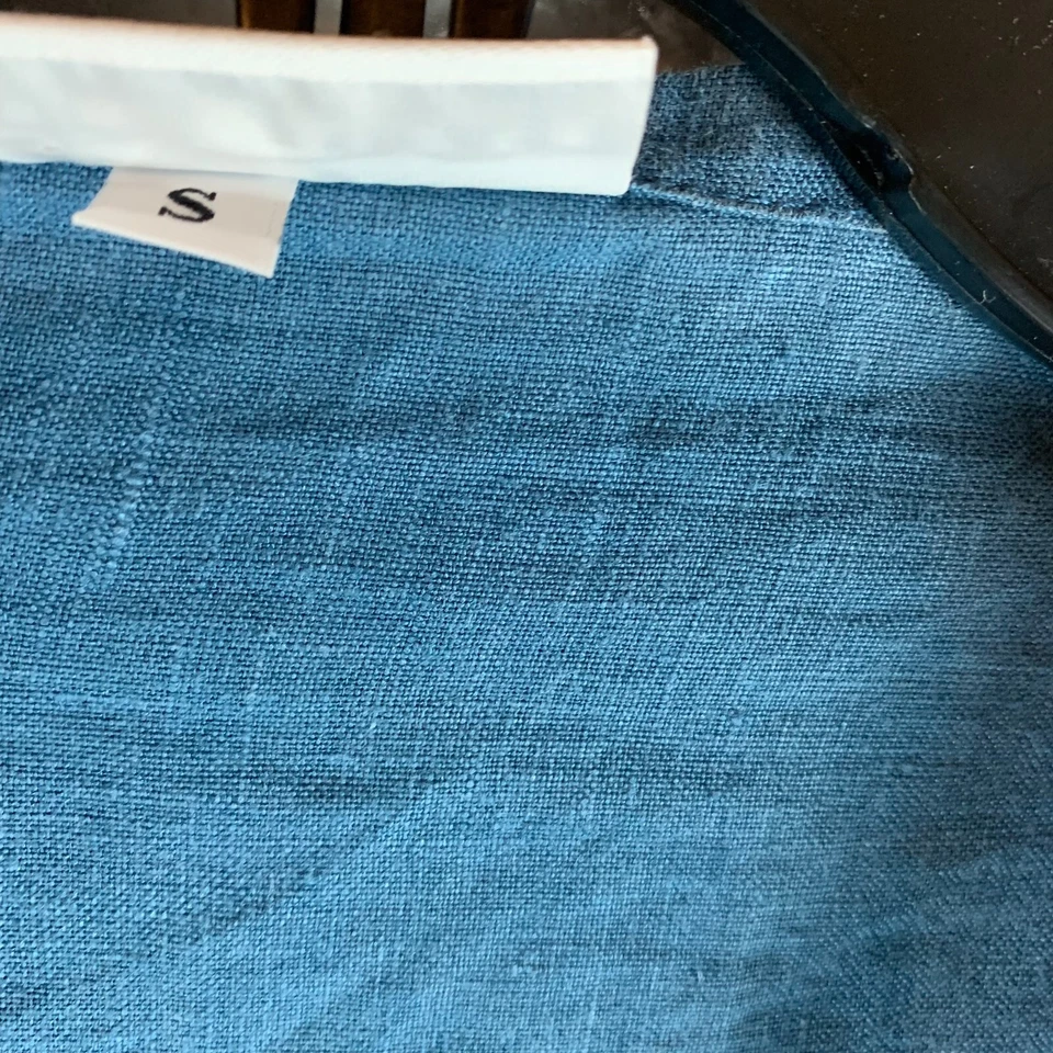 Cárdigan de lino Bryn Walker para mujer azul manga 3/4 frente abierto Lagenlook S 8957 Foto 3 de 4