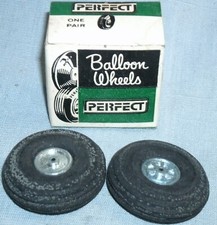 VINTAGE PERFECT 1 1/2 INCH BALLOON WHEELS PAIR NOS AIRPLANE
