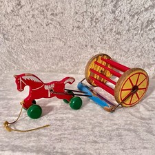 VTG Antique 1940's Swedish BRIO Wooden Horse Pull Toy