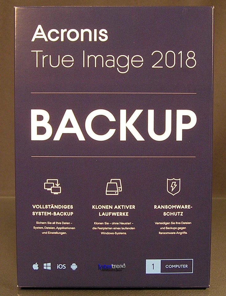 Acronis True Image 2018 Vollversion 1 PC/Mac Box, CD + Universal Restore OVP NEU - Bild 3 von 4