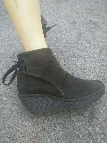 Suede Wedge Heel Ankle Bootie SIZE 