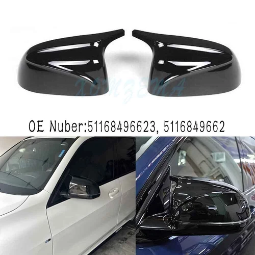 2X Rear Mirror Cover Caps M Style Gloss Black For BMW X3 X4 X5 X6 X7 G01 G02 G06