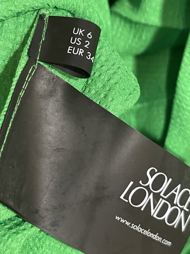 Solace London Maxi Sage plissettato raso martellato maxi abito vestito con cintura taglia US 2 - Foto 9 di 13