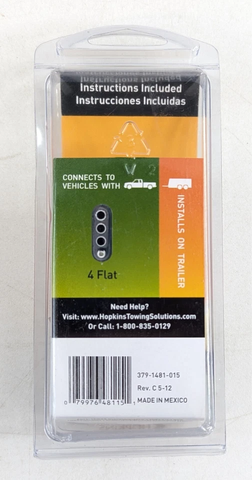 NUEVO conector de extremo de remolque Hopkins 48115 - 4 cables plano - enchufe de cableado - NUEVO Foto 2 de 2