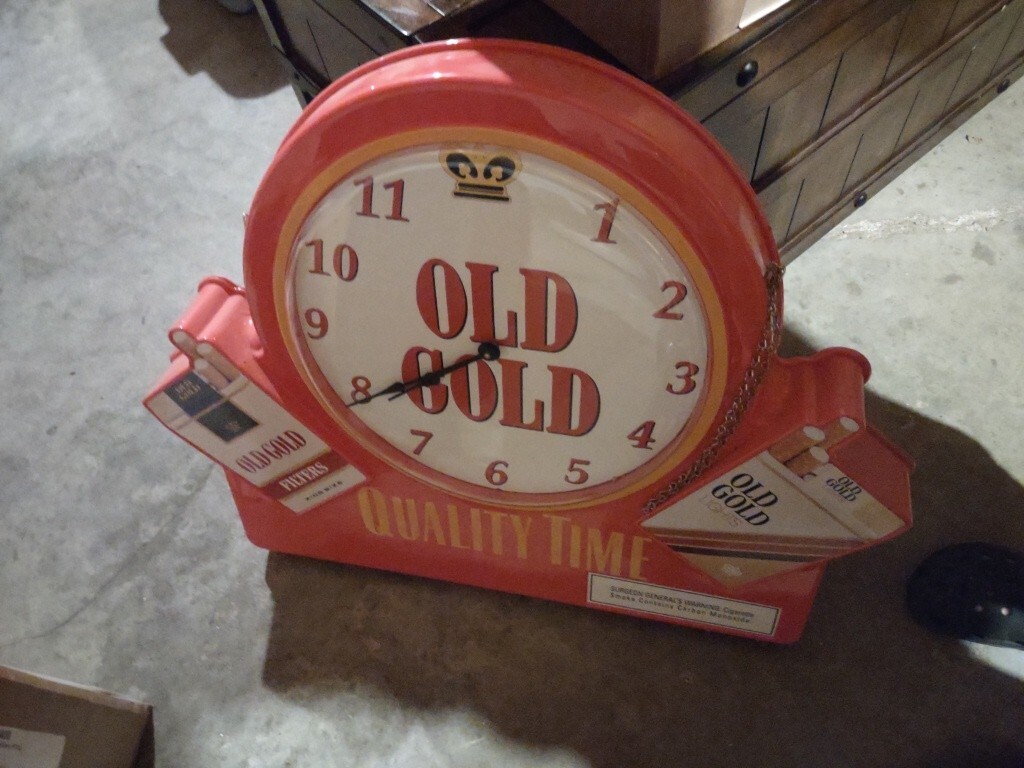 Old Gold Cigarette Clock QUALITY TIME -2 Sided Store Display-Non Working