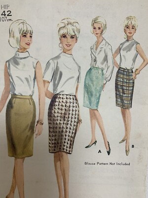 Vtg 60s Butterick 3882 Sewing Pattern Ladies Pencil Skirt