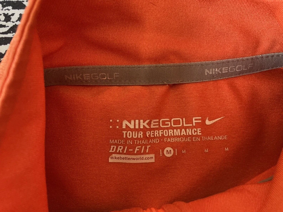 Pullover de golf Nike para mujer naranja mediano Dri Fit Tour Performance 1/4 cremallera logotipo Foto 3 de 4