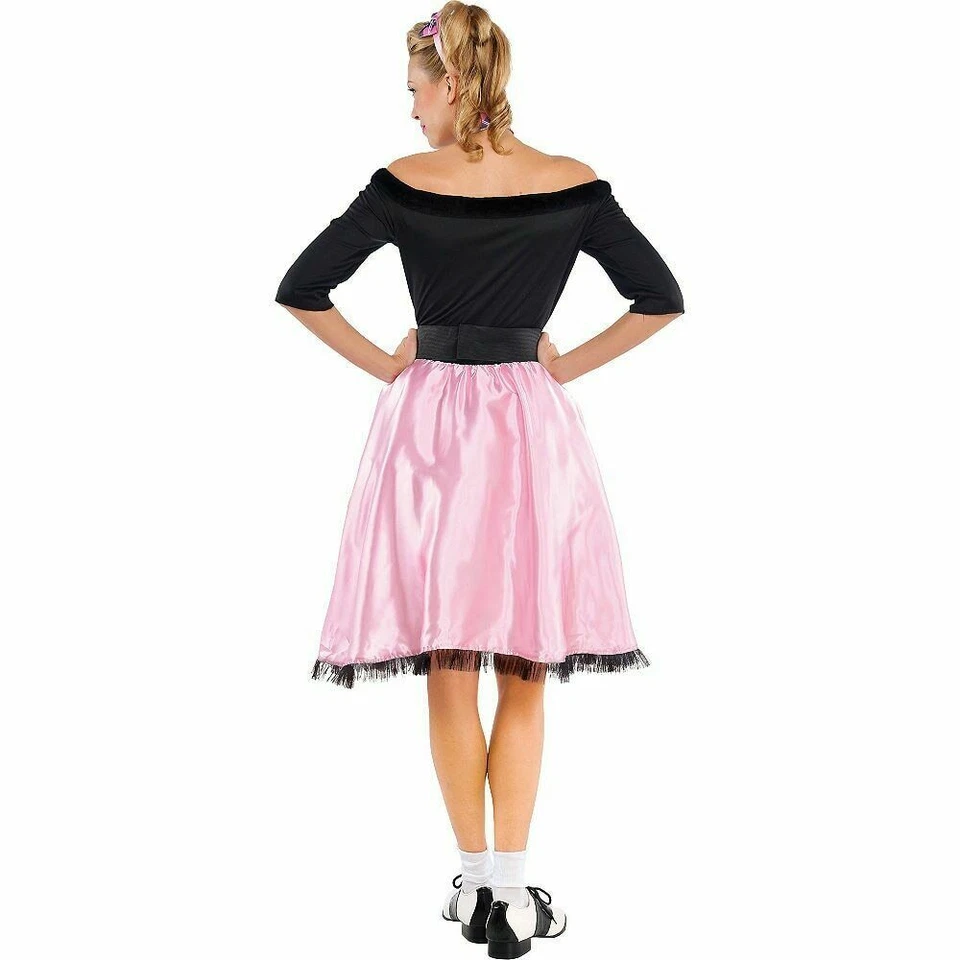 ADULT WOMEN'S SOCK HOP SWEETIE POODLE SKIRT 50'S COSTUME PINK SMALL 2-4 (NEW) - Image 2 of 4