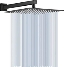 Cabezal de ducha tipo lluvia de metal negro mate