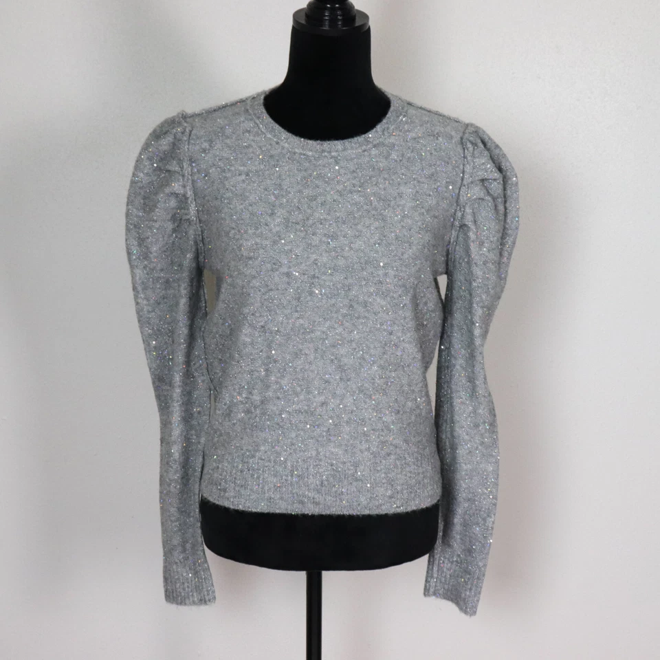 Generation Love Mujer Lentejuelas Cuello Redondo Manga Larga Suéter Top Gris Talla M-L Foto 3 de 4