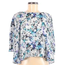 Sam Edelman Boho Oversized Boxy Floral Lightweight Teal Blouse Size M