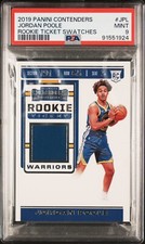 2019-20 Contenders Rookie Ticket Swatches #JPL Jordan Poole PSA 9 MINT+FREE SHIP