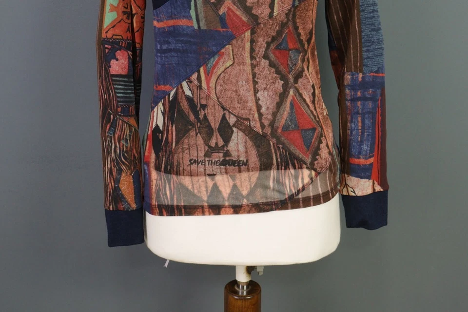 Save the Queen многоцветный абстрактный длинным рукавом блузка размер L - Изображение 4 из 4