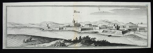 Jan I Peeters Delin (1624-1678) Città Di Strada Cappella Spirito Santo Incisione - Afbeelding 1 van 4