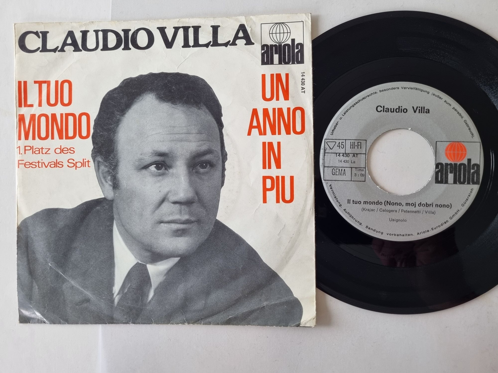 Claudio Villa - Il Tuo Mondo / Un Anno In Più 7'' Vinyl Germany