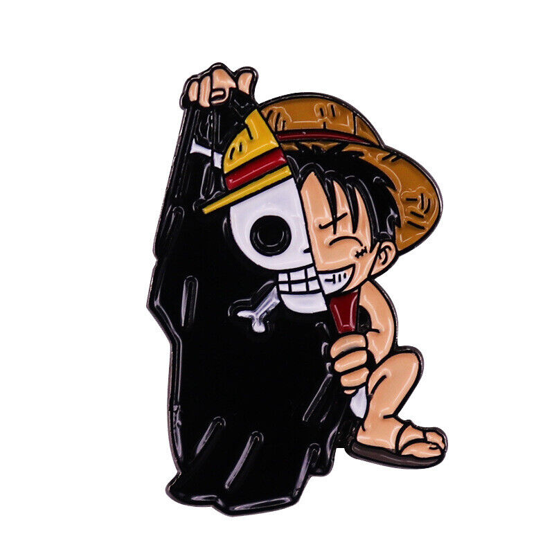 Anime One Piece Portgas D Ace Skull Skeleton Metal Enamel Badge Brooch Pin