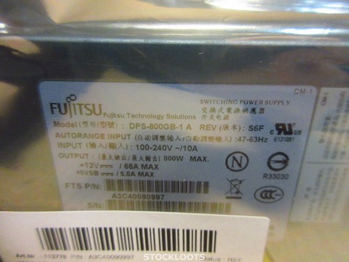 Bloc d'alimentation 800 watts Fujitsu A3C40090997 pour Primergy Rx300 S5 - REMIS À NEUF - Photo 3/4