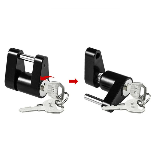 Trailer Hitch Coupler Lock Dia 1/4" Span 3/4" For Tow Boat RV Truck Car + 2 Keys - Picture 2 of 14