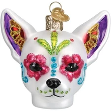 Old World Christmas Glass Ornament for Christmas Tree, Dia De Los Muertos Dog