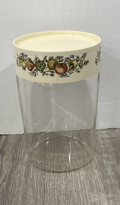 Vintage PYREX See N Store canister, w/ Lid, Spice of Life 7.5''x6''
